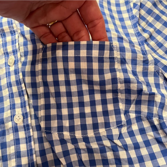 Talbots Long Sleeve Cotton Button Up Shirt Blue/White Gingham Size 4 Petite - Picture 4 of 6